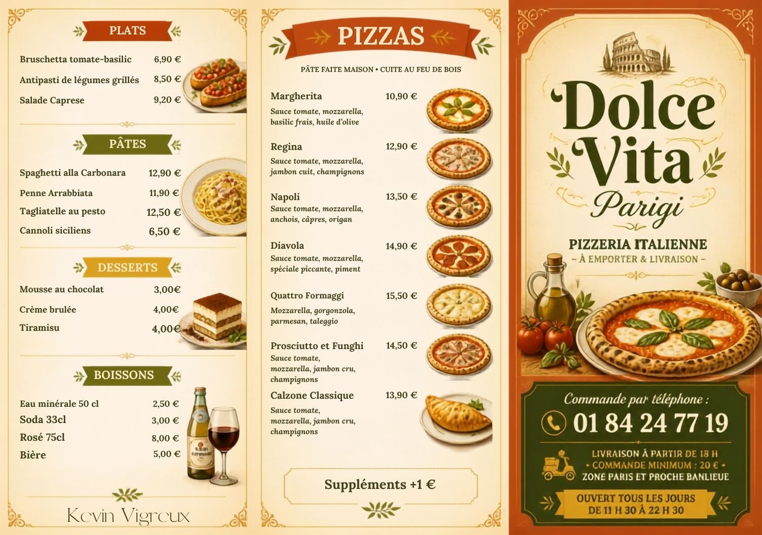 Brochure Dolce Vita Parigi, mise en page Kévin Vigreux
