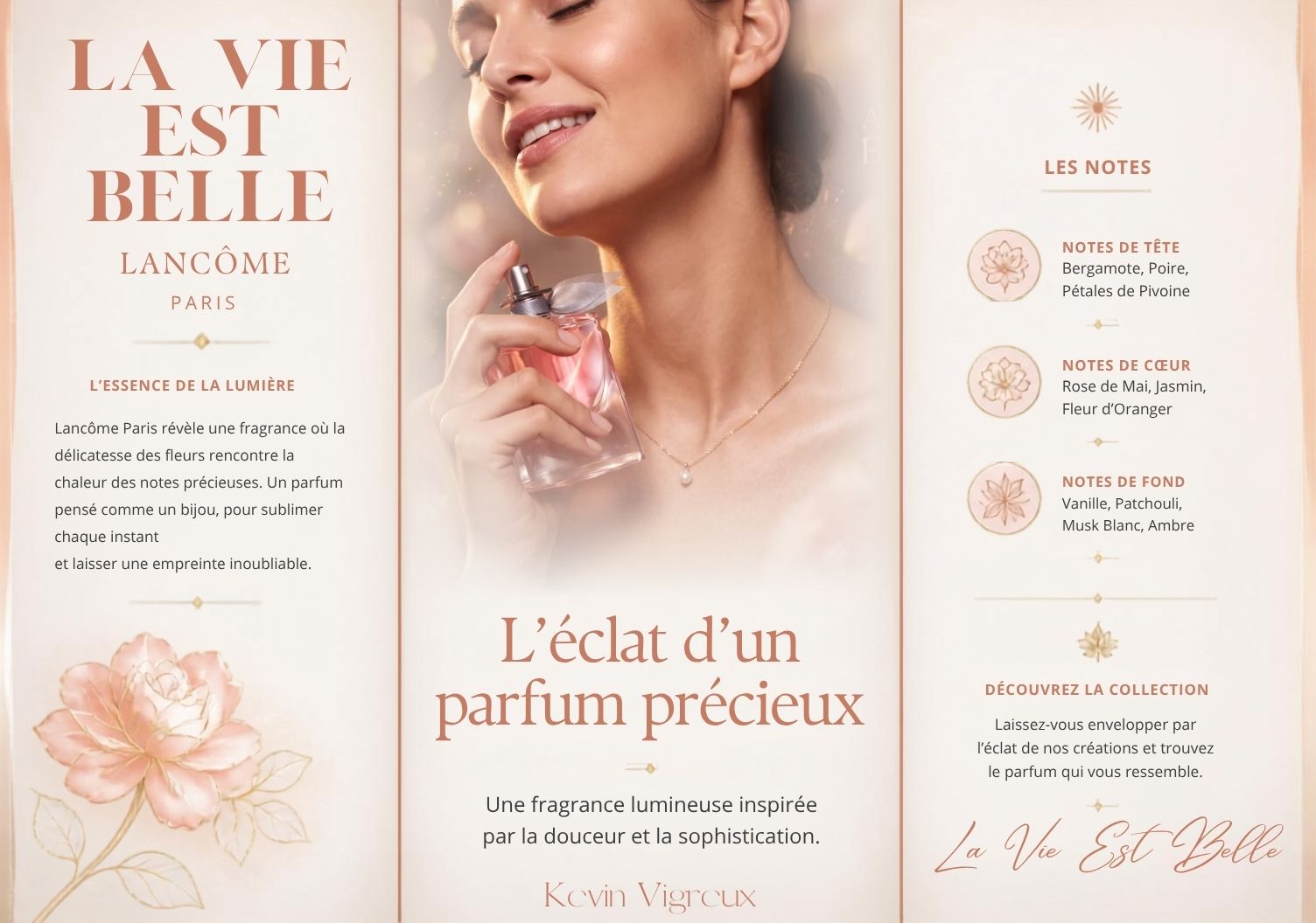 Brochure Lancôme, mise en page Kévin Vigreux