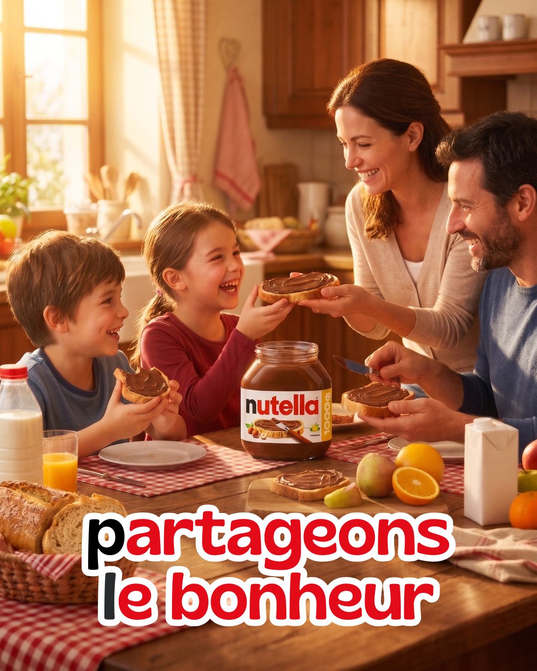Nutella — toute la famille réunie autour du petit-déjeuner — visuel marketing par Kévin Vigreux