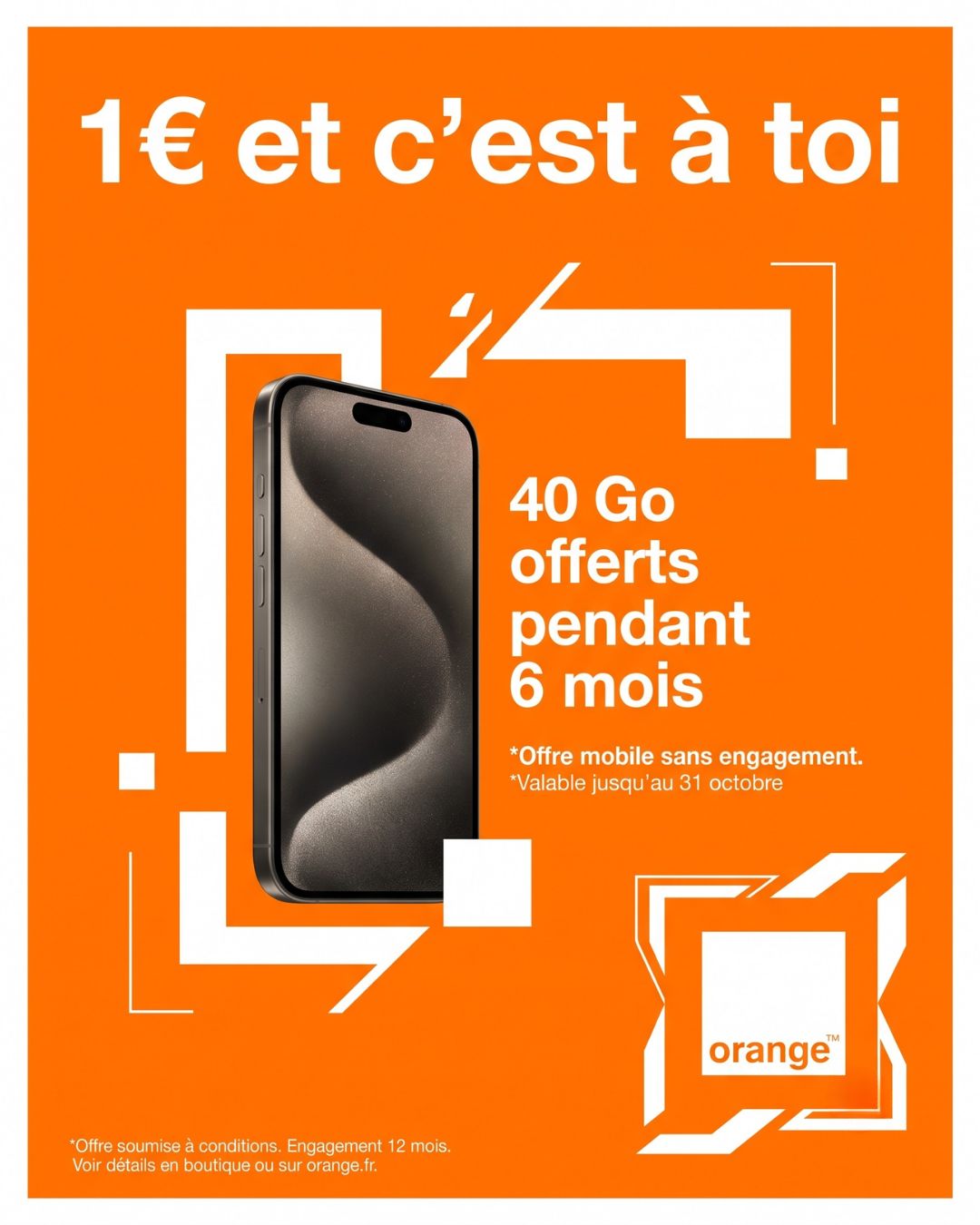 Orange (Forfait) — fond orange plein, offre graphique et minimaliste — visuel marketing par Kévin Vigreux